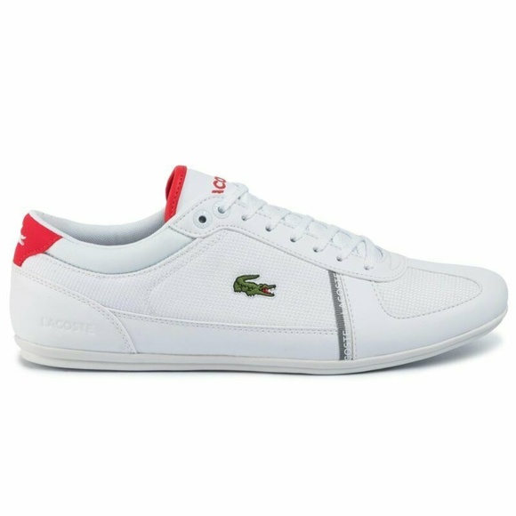 lacoste shoes white and red